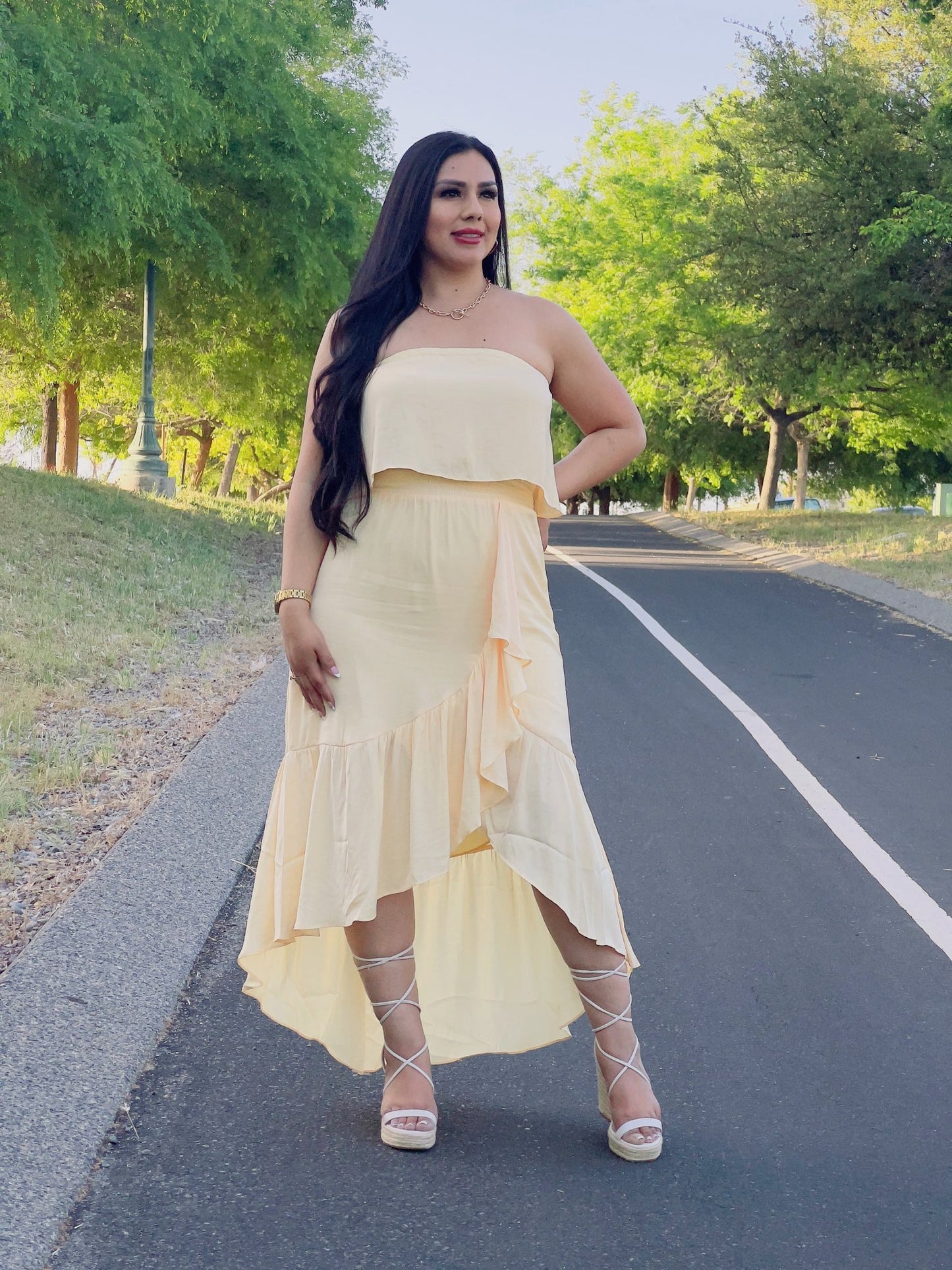 Yellow Hi-Low Maxi Dress