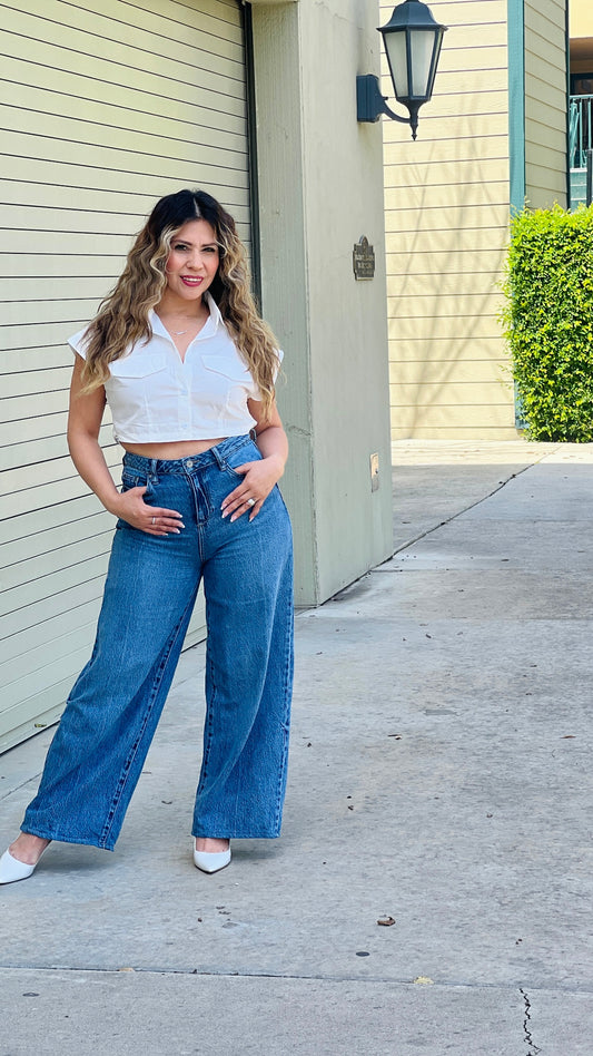 Button Down Crop Top