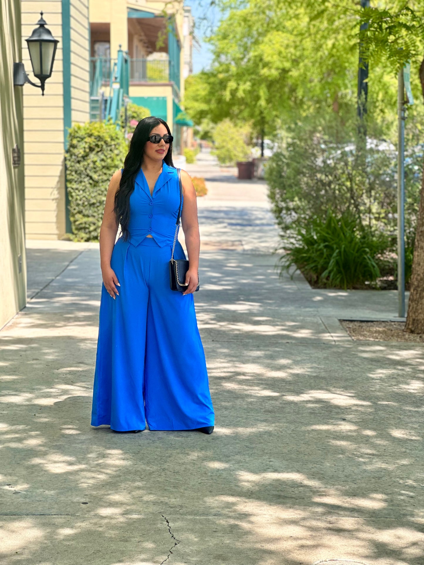 Two-Piece Wide Leg Suit Set