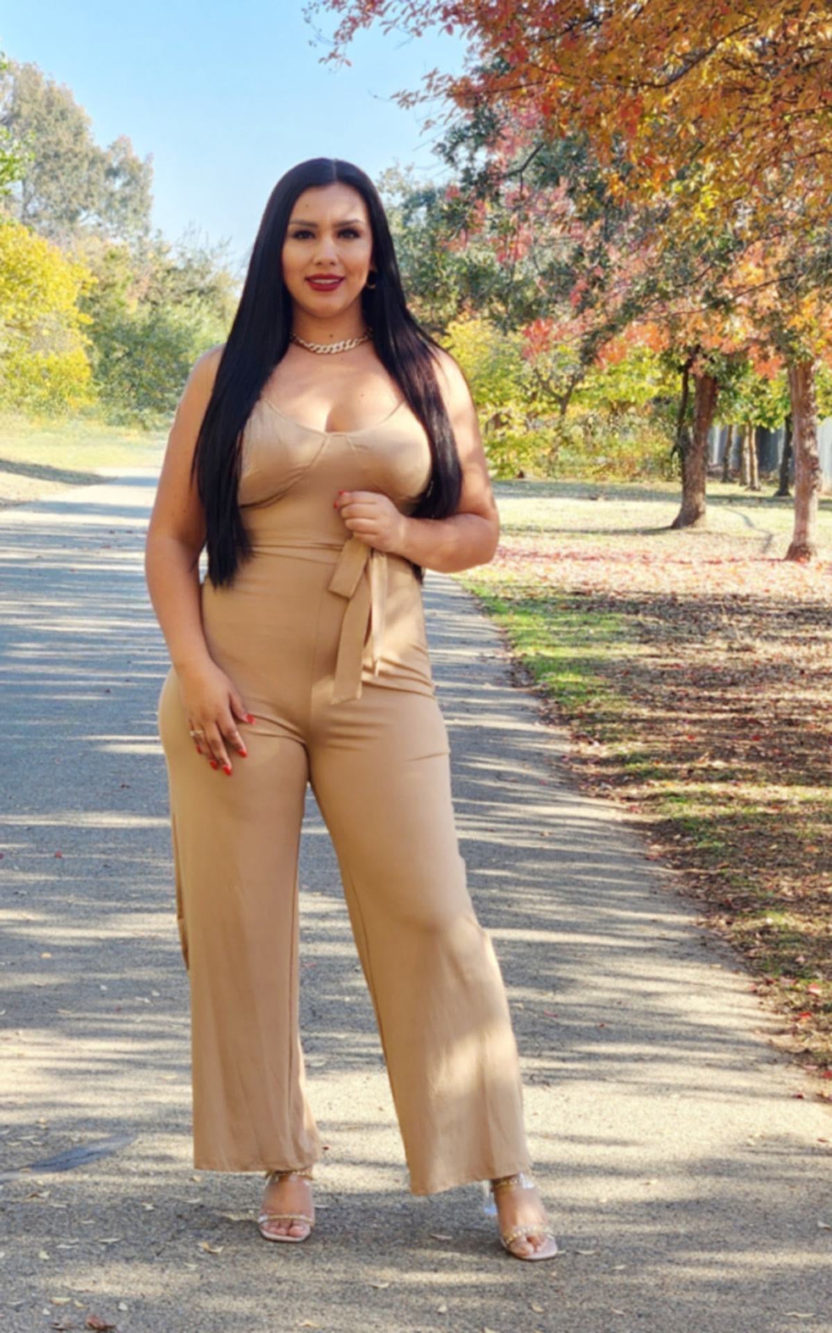 Khaki Satin Jumpsuit